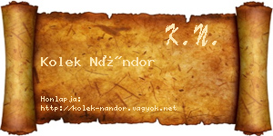 Kolek Nándor névjegykártya